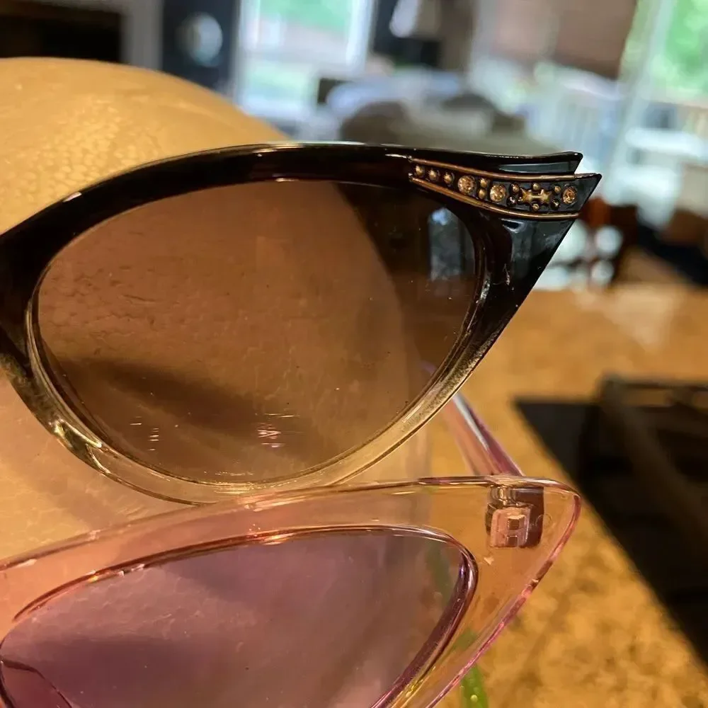 Women’s Cat Eye Sunglasses Black Pink Green Sparkle